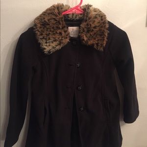 Girls peacoat with faux fur collar